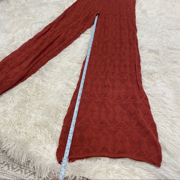 NEW Anthropologie Pointelle High Rise Wide Leg Stretch Knit Lounge Pants Crochet - Picture 14 of 16